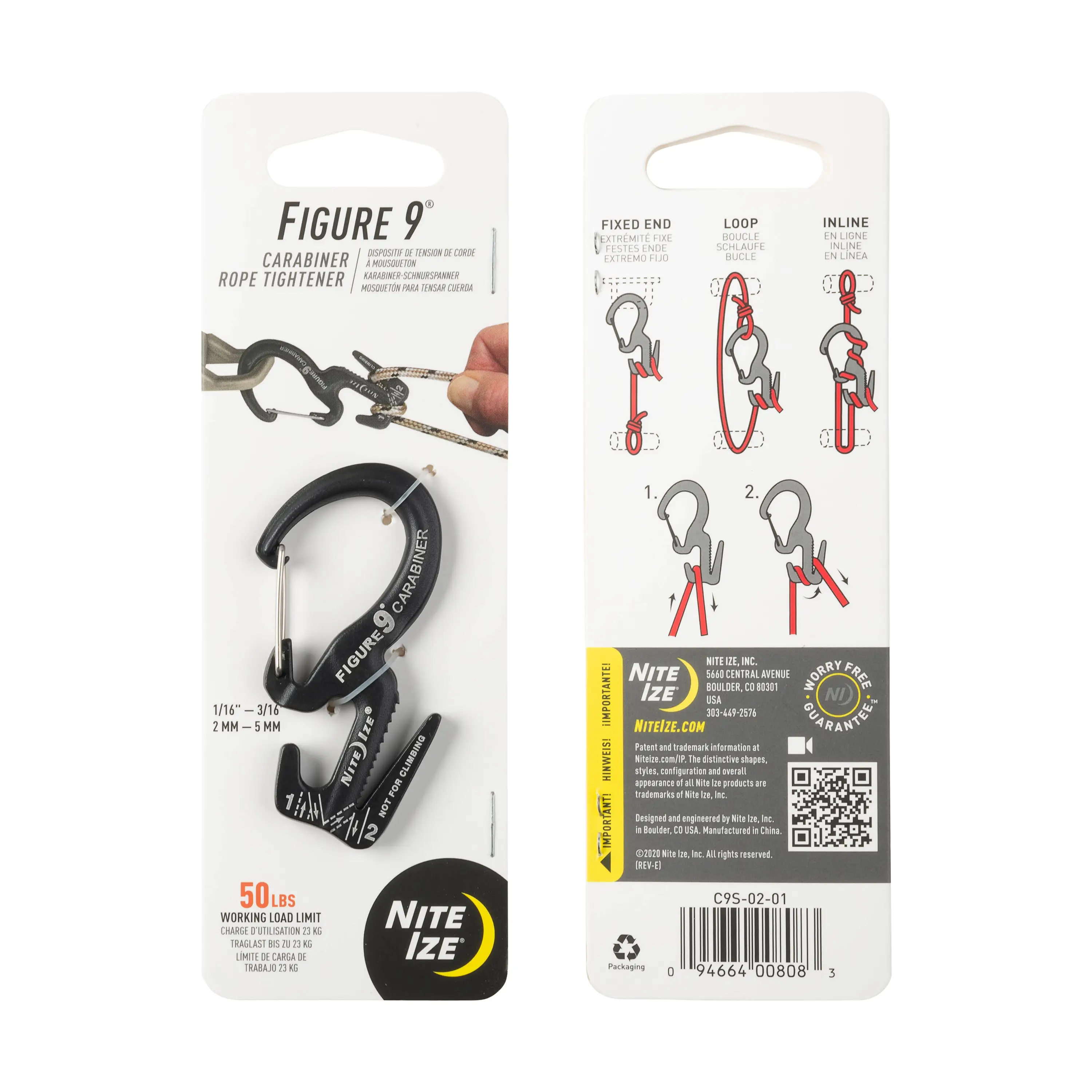 Nite Ize Figure9 Carabiner S černá