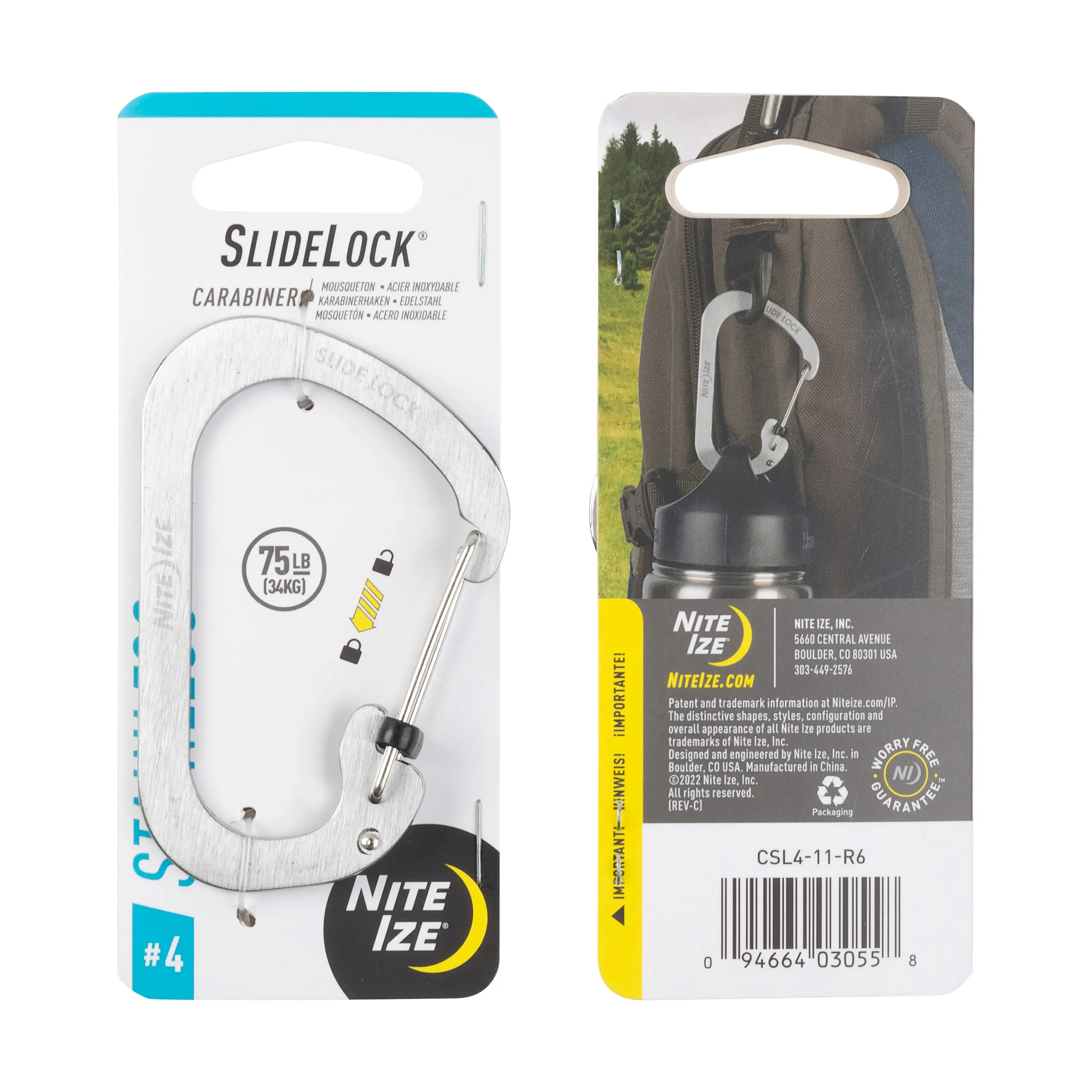 Nite Ize Carabiner SlideLock #4 stříbrná