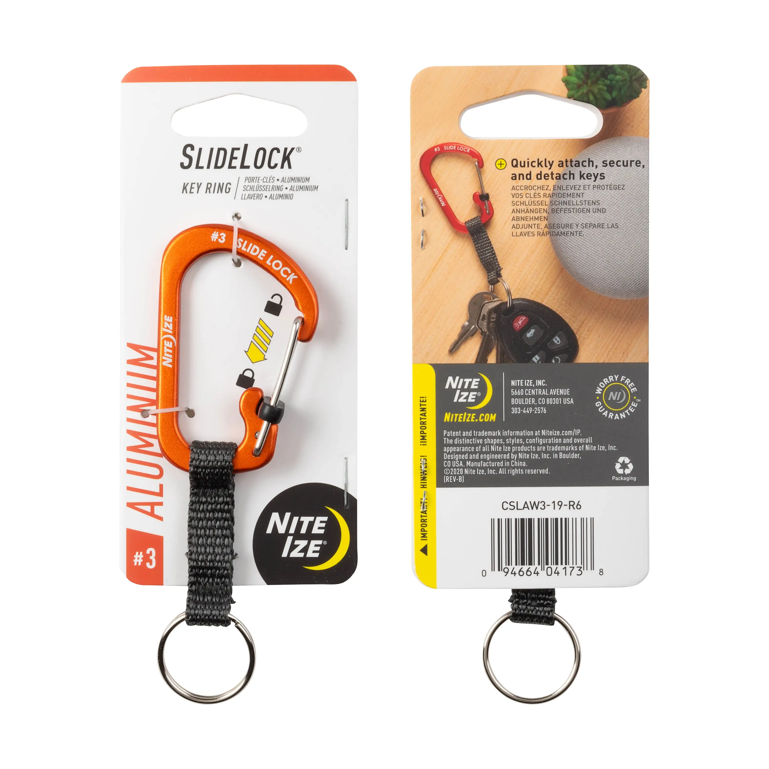 Nite Ize SlideLock Key Ring Al oranžová
