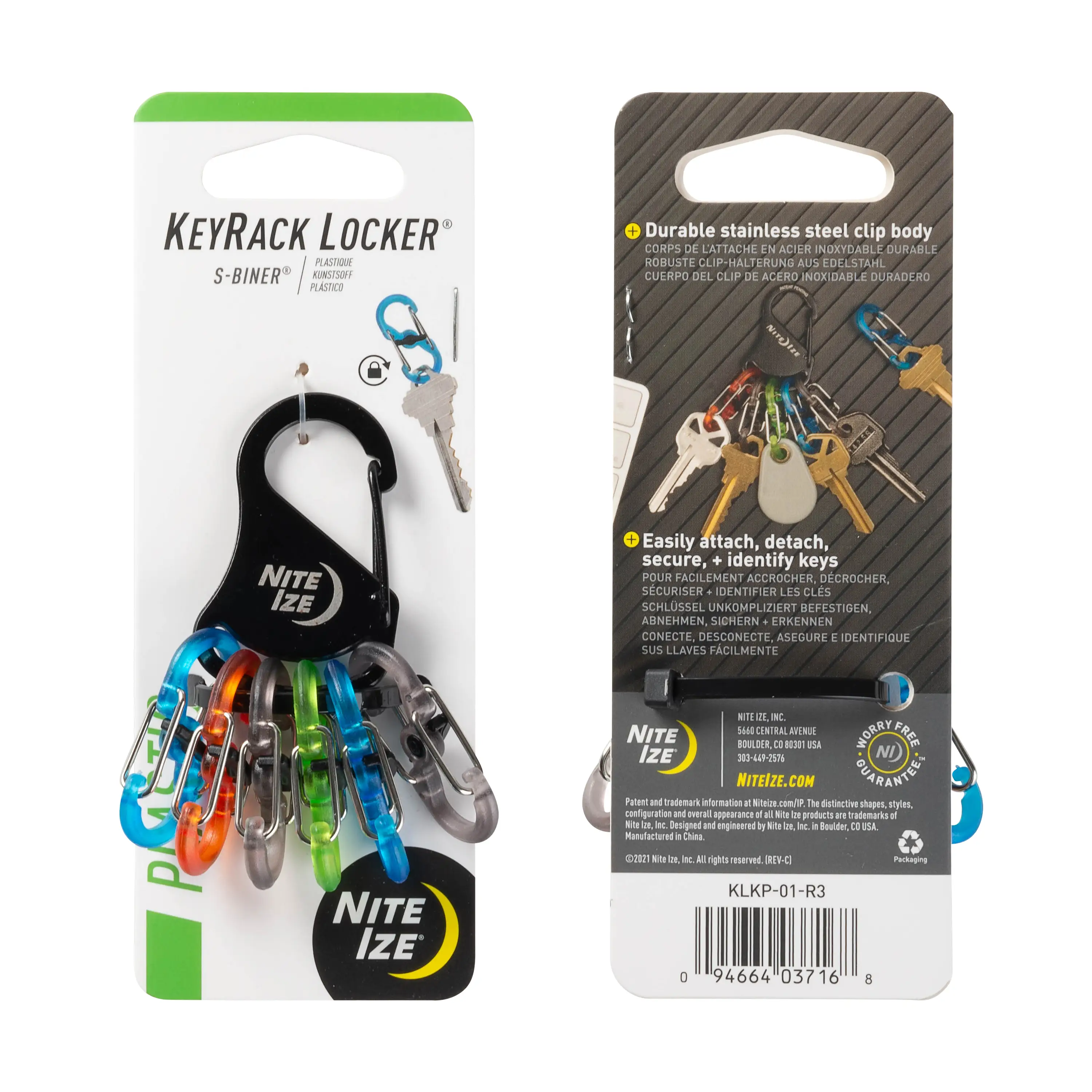Nite Ize KeyRack Lockerr černá + S-Biner MicroLocks barevné