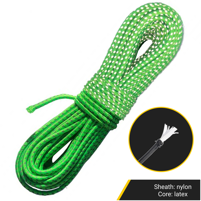 Shock Cord 3,6mm zelená reflexní
