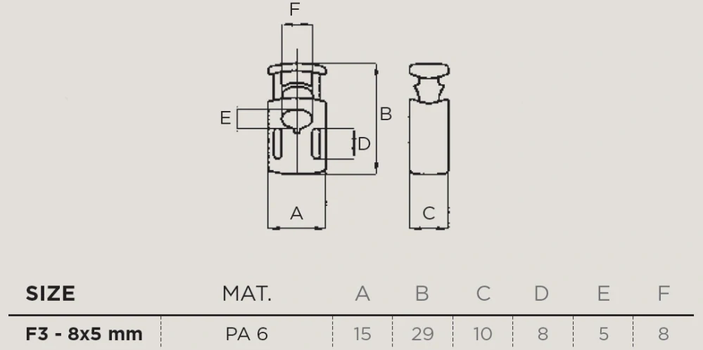 2M Cord Lock F3 černá