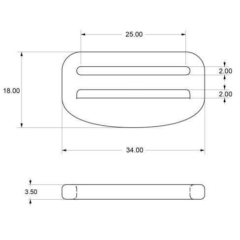 Kovový průvlek Single Glide 25 mm (1.00") černá