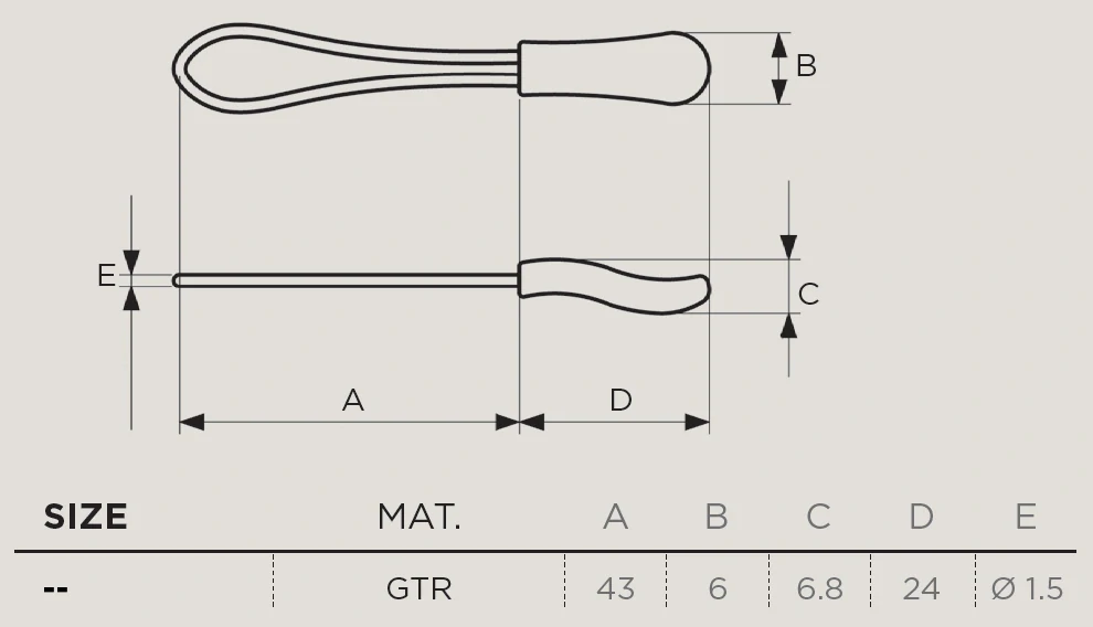 2M zipper pull ZP/5 Tan 499