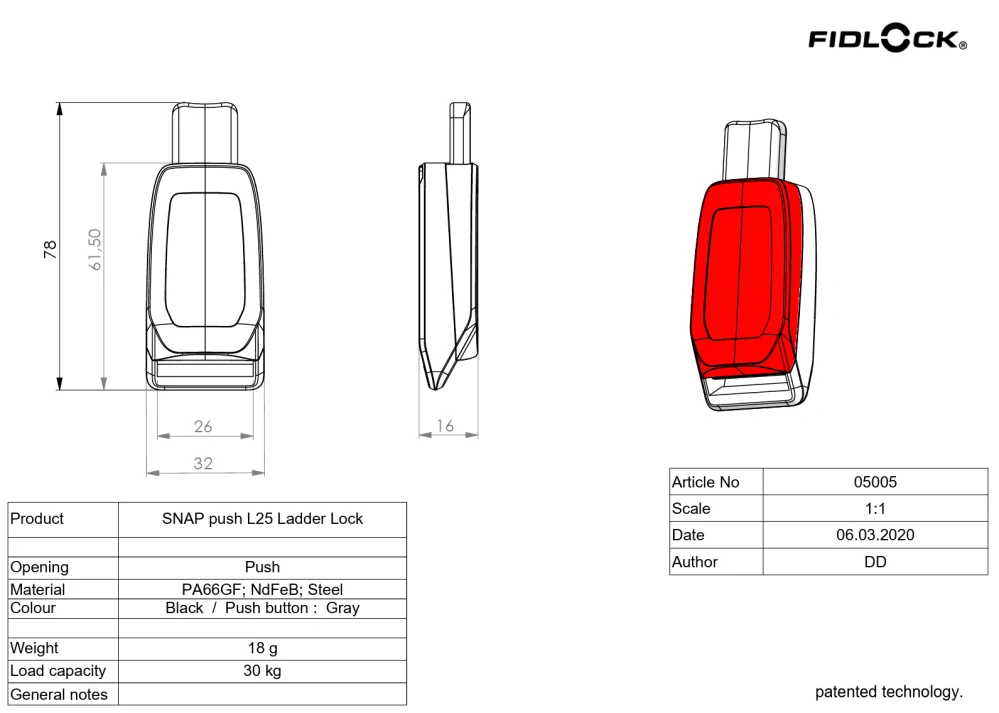 FIDLOCK SNAP push female L 25 LL