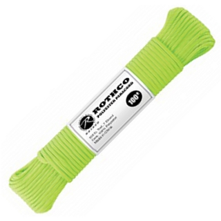 Šňůra padáková Paracord polyester 30m Svítivězelená