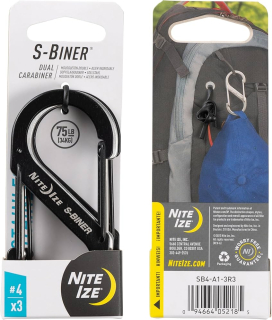 Nite Ize S-Biner Stainless Steel Dual Carabiner #4 - 3 Pack - černá/Stainless